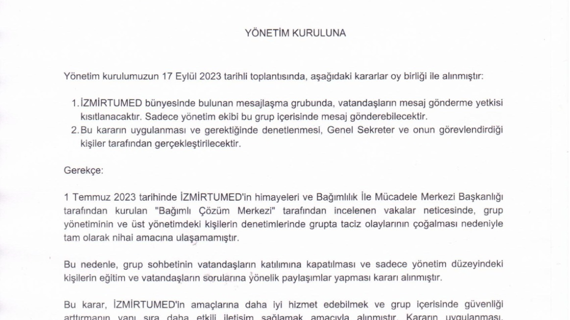 Bağımlılık İle Mücadele Başkanlığı’nın 2023/17-09-35-35 sayılı yazısı.